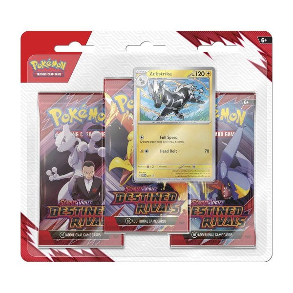 Pokemon - Scarlet & Violet - Destined Rivals - 3 Pack Blister (Zebstrika) Booster Pack