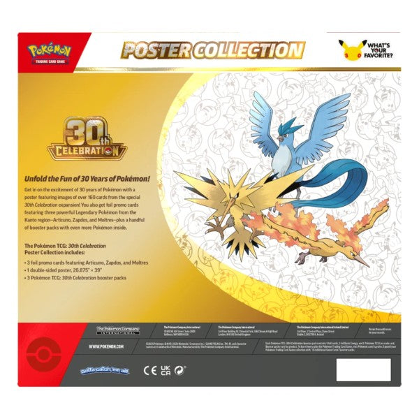 Pokemon - Mega Evolution - 30th Celebration - Poster Collection, Booster Pack, Zapdos, Moltres, Articuno