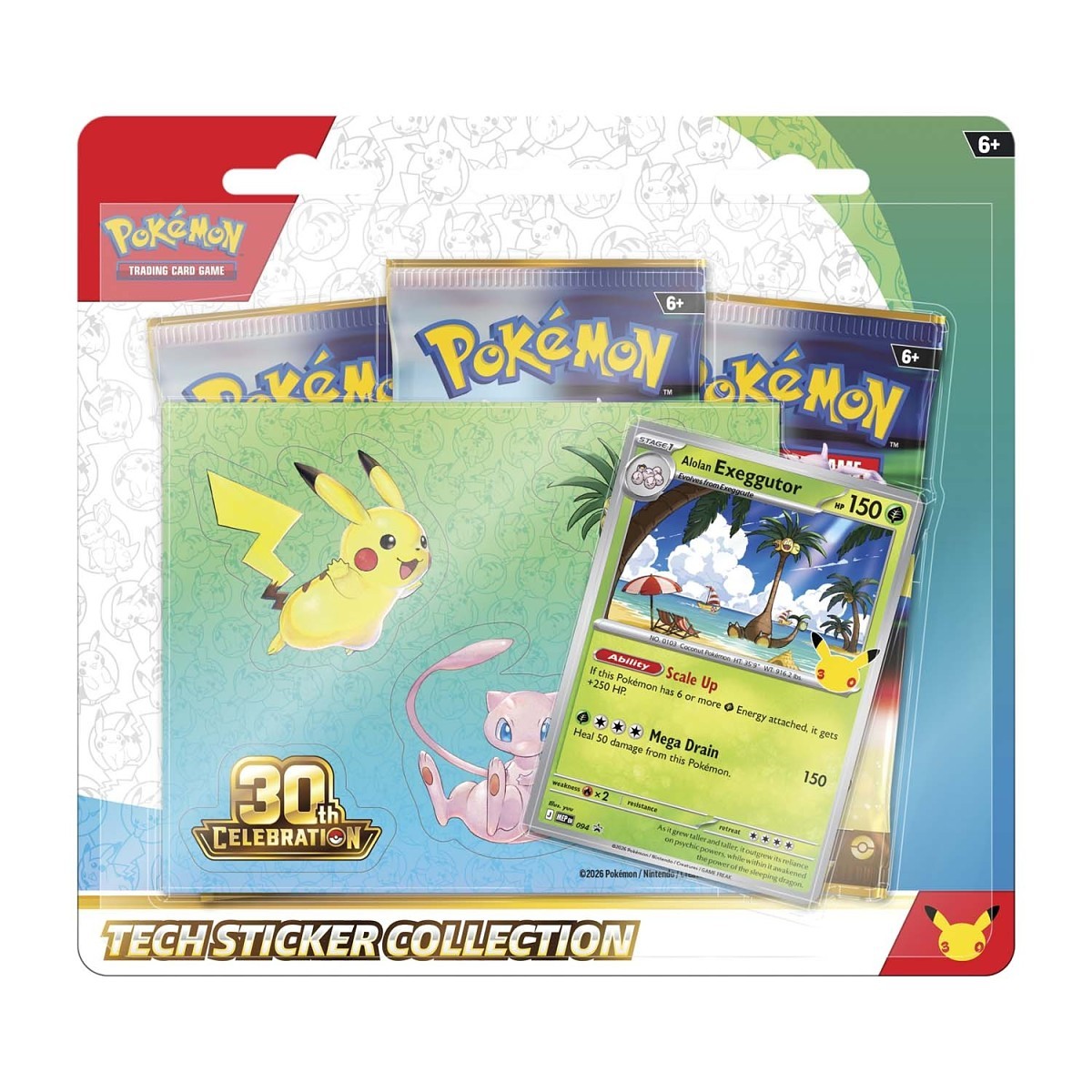 Pokemon - Mega Evolution - 30th Celebration - Tech Sticker Collection (Alolan Exeggutor) Booster Pack