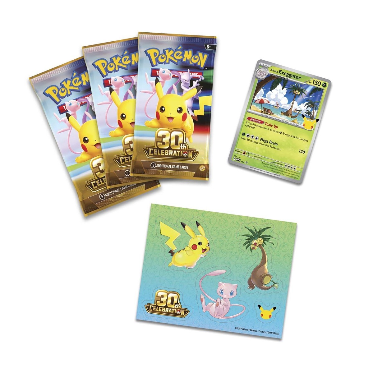 Pokemon - Mega Evolution - 30th Celebration - Tech Sticker Collection (Alolan Exeggutor) Booster Pack