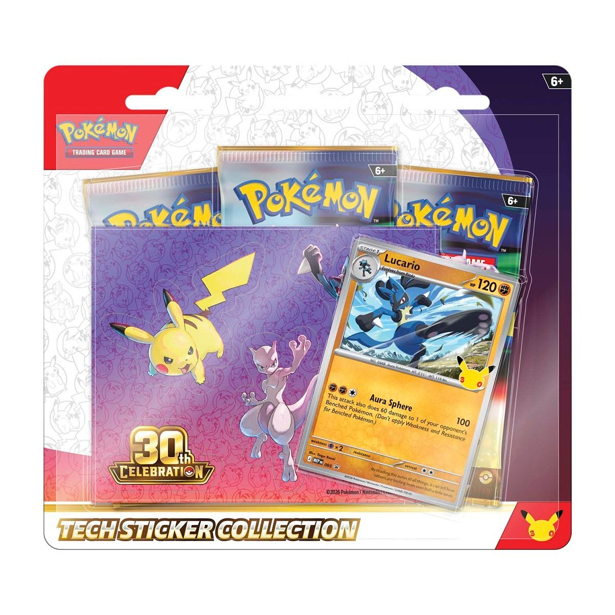 Pokemon - Mega Evolution - 30th Celebration - Tech Sticker Collection (Lucario) Booster Pack