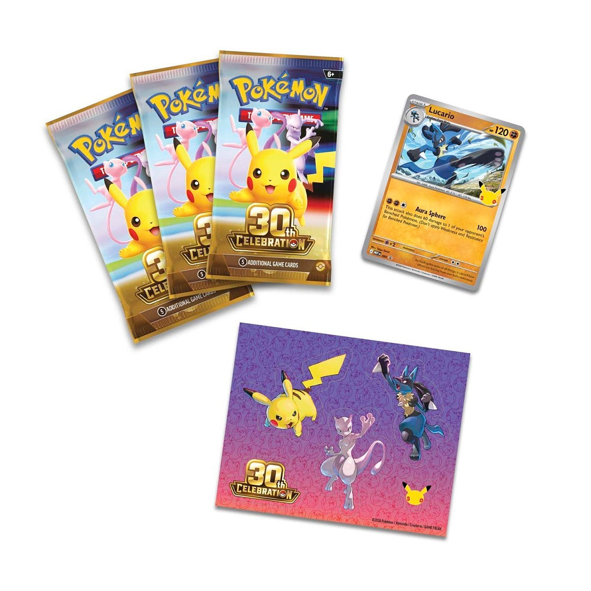 Pokemon - Mega Evolution - 30th Celebration - Tech Sticker Collection (Lucario) Booster Pack