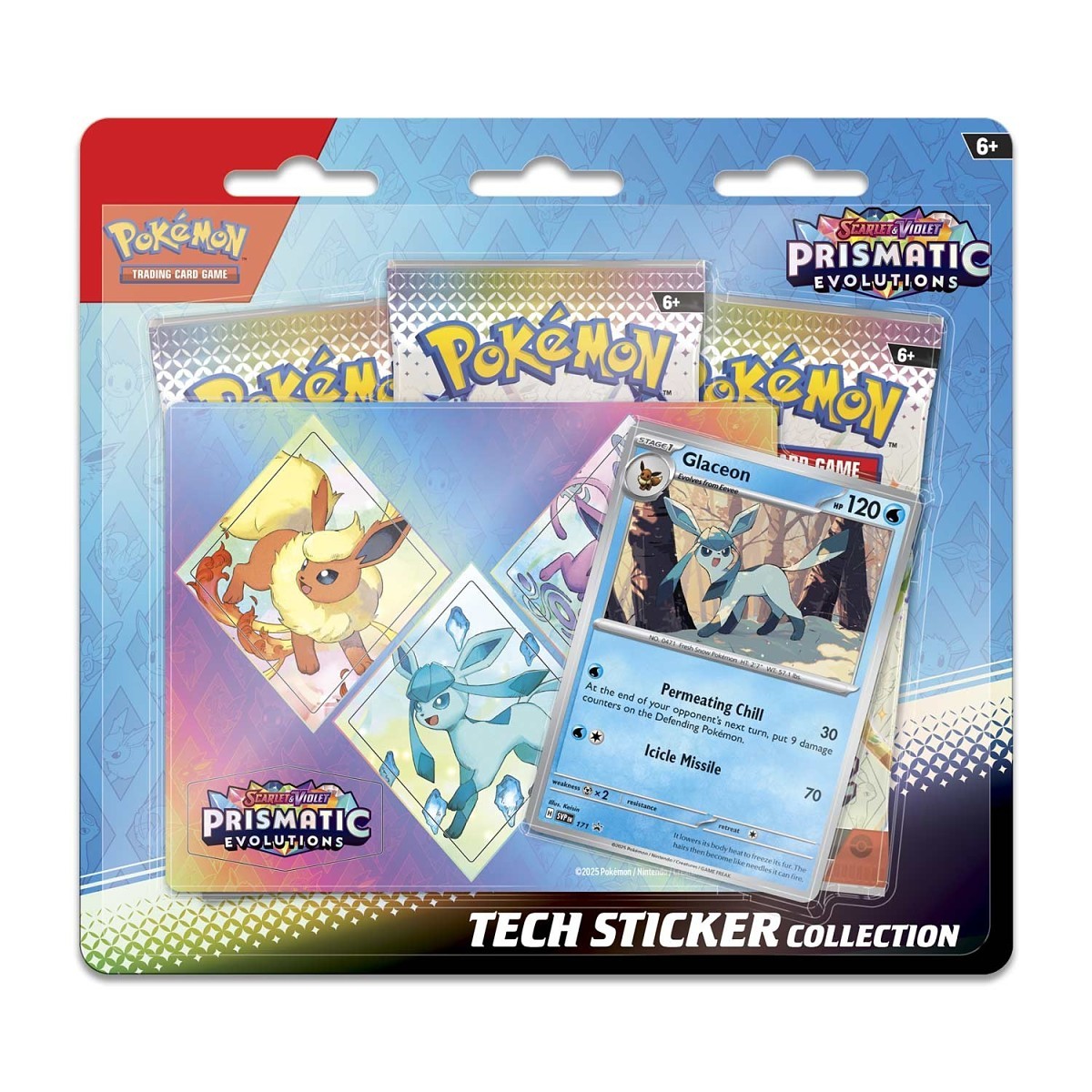 Pokemon - Scarlet & Violet - Prismatic Evolutions - Tech Sticker Collection (Glaceon) Booster Packs