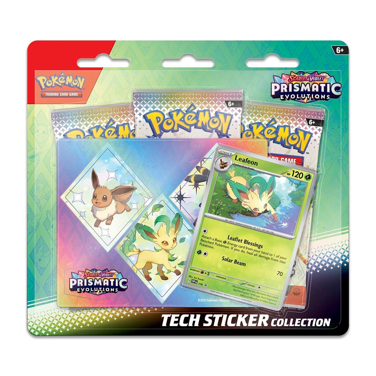 Pokemon - Scarlet & Violet - Prismatic Evolutions - Tech Sticker Collection (Leafeon) Booster Pack