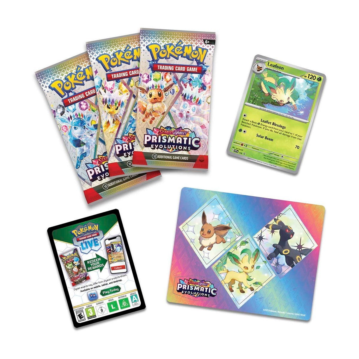 Pokemon - Scarlet & Violet - Prismatic Evolutions - Tech Sticker Collection (Leafeon) Booster Pack