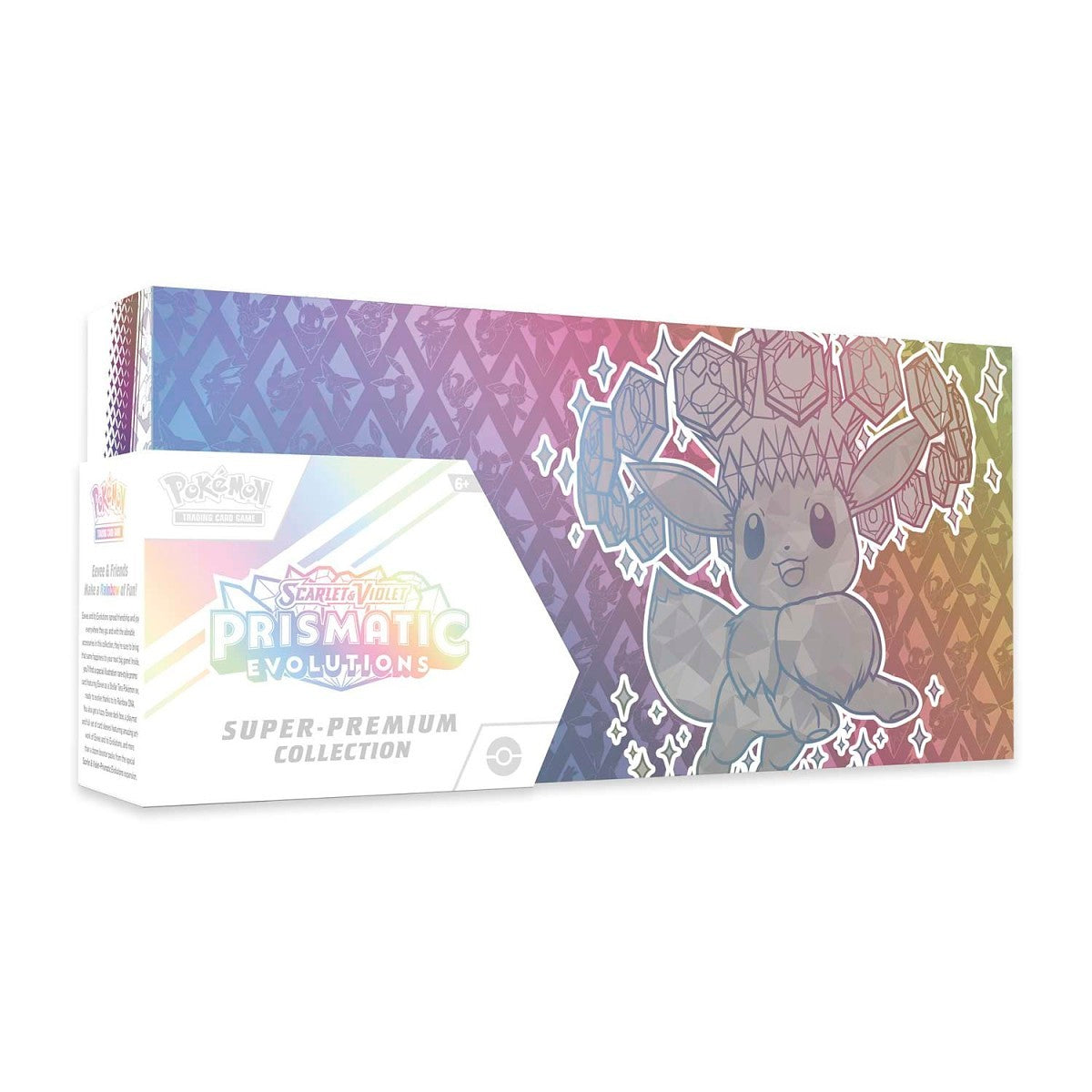 Pokemon - Prismatic Evolutions Super-Premium Collection, Eevee, Fruit Eevee, Booster Pack, Playmat, fuzzy Eevee deck box