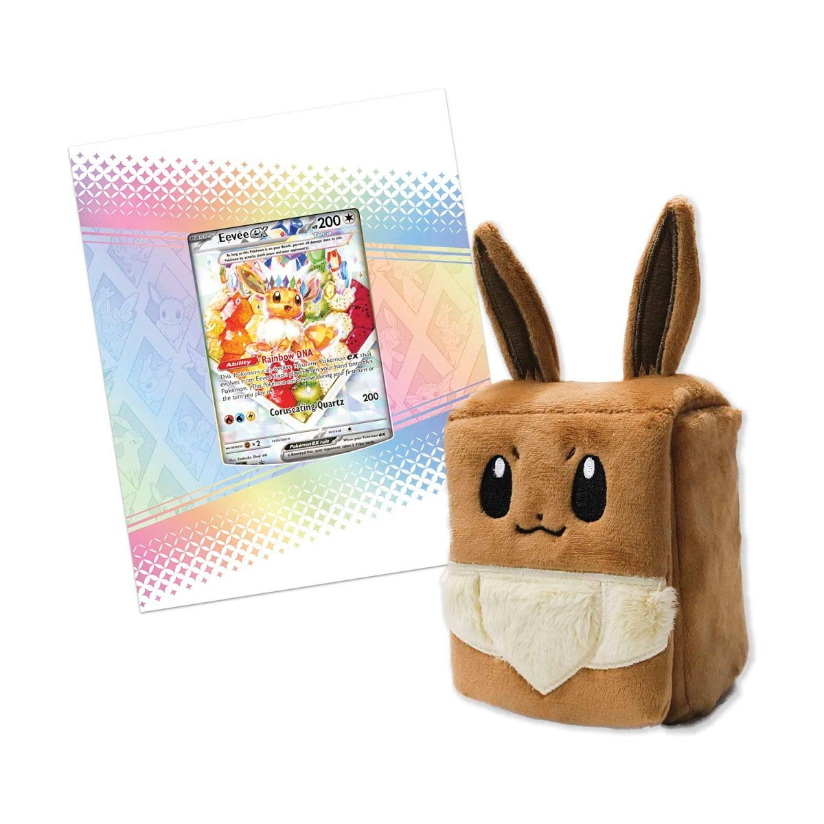 Pokemon - Prismatic Evolutions Super-Premium Collection, Eevee, Fruit Eevee, Booster Pack, Playmat, fuzzy Eevee deck box