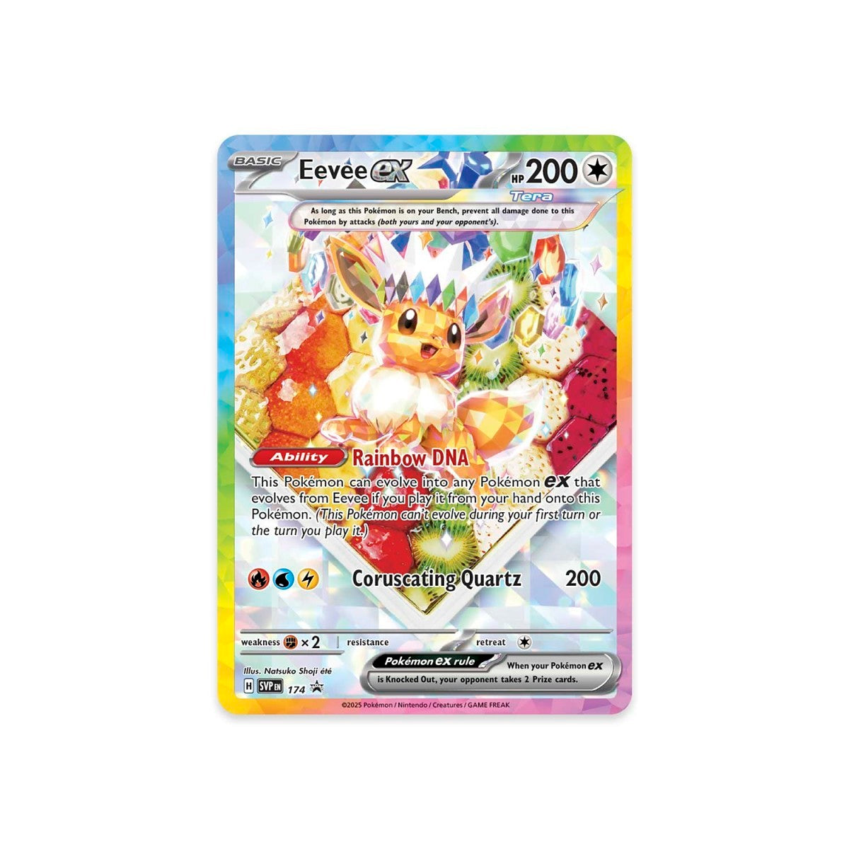 Pokemon - Prismatic Evolutions Super-Premium Collection, Eevee, Fruit Eevee, Booster Pack, Playmat, fuzzy Eevee deck box